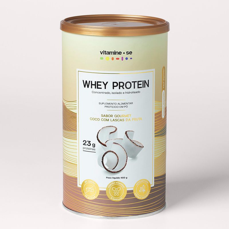 Whey Protein sabor como com lascas da fruta com 23 g de proteína